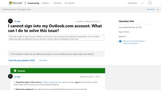 
                            2. I cannot sign into my Outlook.com account. What can I do to solve ...