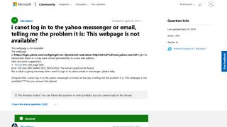 
                            12. i canot log in to the yahoo messenger or email, telling me the ...