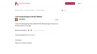 
                            12. I can't access eCampus or the SCU Network – Santa Clara University