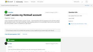 
                            1. I can't access my Hotmail account - Microsoft Community