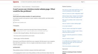 
                            12. I can't access my wireless router admin page. What could be the ...
