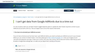 
                            12. I can't get data from Google AdWords due to a time out - SEO ...