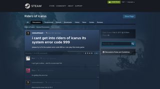 
                            4. i cant get into riders of icarus its system error code ... - Steam Community