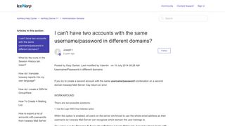 
                            12. I can't have two accounts with the same username/password in ...