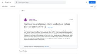 
                            2. I can't load my gmail account into my MacBook pro mail app (but I ...
