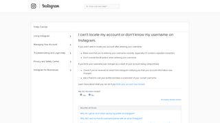 
                            13. I can't locate my account or don't know my username. | Instagram Help ...