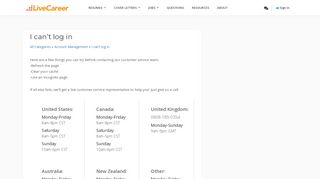 
                            2. I can't log in | LiveCareer