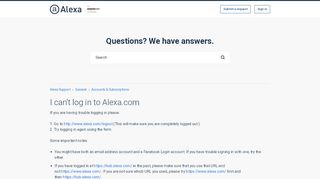 
                            5. I can't log in to Alexa – Alexa Support