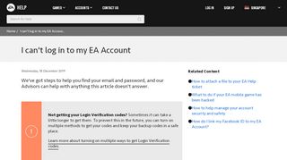 
                            6. I can't log in to my EA Account - EA Help - Electronic Arts