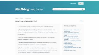 
                            9. I can't log in! What do I do? – Support - Kidblog