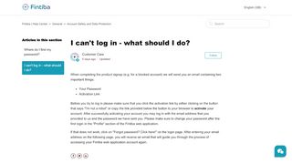 
                            1. I can't log in - what should I do? – Fintiba | Help Center