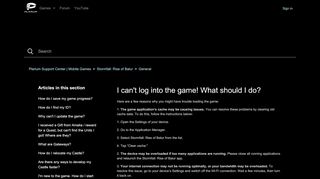 
                            11. I can't log into the game! What should I do? – Plarium Support Center ...