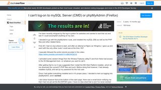 
                            4. I can't log-on to mySQL Server (CMD) or phpMyAdmin (Firefox ...
