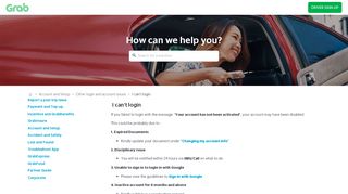 
                            13. I can't login - Driver - Grab Help Centre