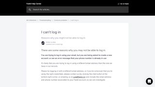 
                            2. I can't login | Feeld Help Center