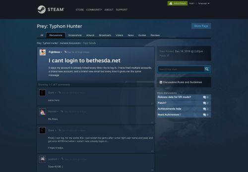 
                            13. I cant login to bethesda.net :: Prey: Typhon Hunter General ...