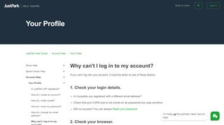 
                            11. I can't login to my account? – JustPark | Help and Support