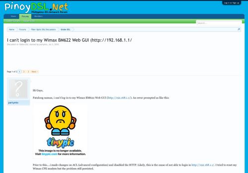 
                            2. I can't login to my Wimax BM622 Web GUI (http://192.168.1.1 ...