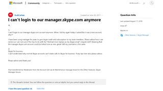 
                            7. I can't login to our manager.skype.com anymore - Microsoft Community