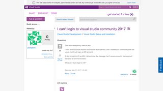 
                            2. I can't login to visual studio community 2017 - MSDN - Microsoft