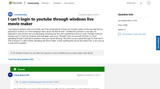 
                            2. I can't login to youtube through windows live movie maker ...