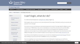 
                            8. I can't login, what do I do? | E-Learning Unit - QMUL E-learning unit