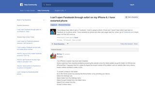 
                            2. I can't open Facebook through safari on my iPhone 6. I have ...
