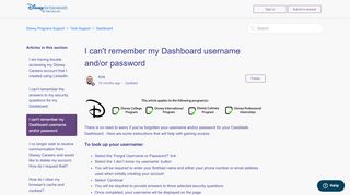 
                            6. I can't remember my dashboard username and/or password – Disney ...