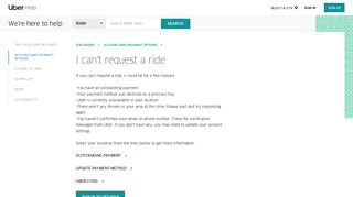 
                            5. I can't request a ride | Uber Rider Help