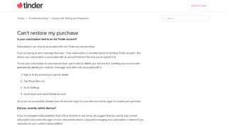 
                            7. I can't restore my purchase. – Tinder