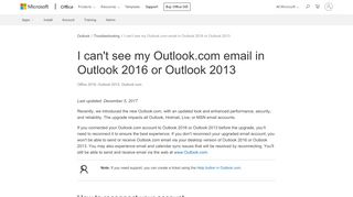 
                            5. I can't see my Outlook.com email in Outlook 2016 or Outlook 2013 ...
