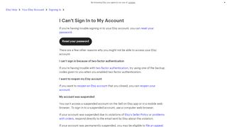 
                            9. I Can't Sign in to my Account – Etsy Help