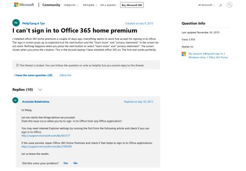 
                            5. I can't sign in to Office 365 home premium - Microsoft Community