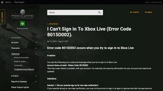 
                            10. I Can't Sign In To Xbox Live (Error Code 8015D002). | World of Tanks ...