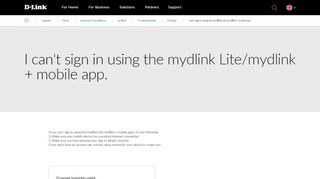 
                            4. I can't sign in using the mydlink Lite/mydlink + mobile app. | D-Link UK