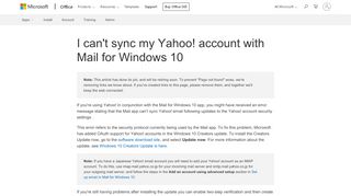 
                            9. I can't sync my Yahoo! account with Mail for Windows 10 - Outlook