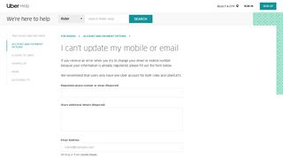 
                            7. I can't update my mobile or email | Uber Rider Help
