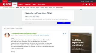 
                            9. I can't watch video clips [Solved] - Ccm.net