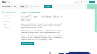 
                            3. I couldn't reach my driver about a lost item | Uber Rider Help