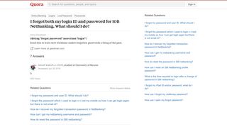 
                            10. I forgot both my login ID and password for IOB NetBanking. What ...