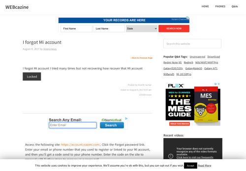 
                            6. I forgot Mi account - WEBCAZINE