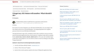
                            11. I forgot my JEE Mains roll number. What should I do? - Quora