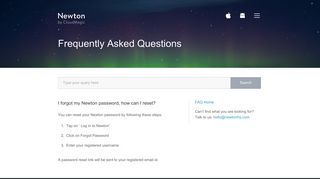 
                            4. I forgot my Newton password, how can I reset? - Frequently ...