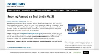 
                            2. I Forgot my Password and Email Used in My.SSS - SSS Inquiries
