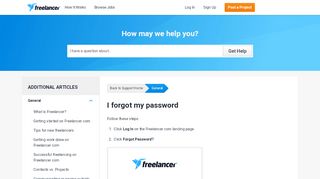 
                            3. I forgot my password | General | Freelancer Support