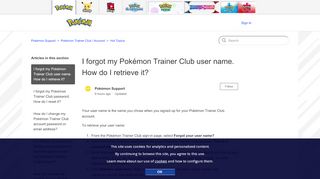 
                            12. I forgot my Pokémon Trainer Club user name. How do I retrieve it ...
