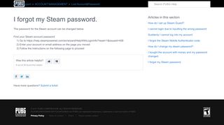 
                            11. I forgot my Steam password. – PUBG Support