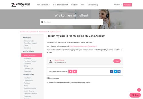 
                            5. I forgot my user id for my online My Zone Account – ZoneAlarm ...