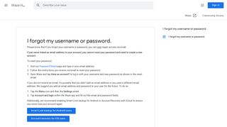 
                            13. I forgot my username or password. - Waze Help - Google Support