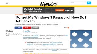 
                            2. I Forgot My Windows 7 Password! How Do I Get Back In? - Lifewire